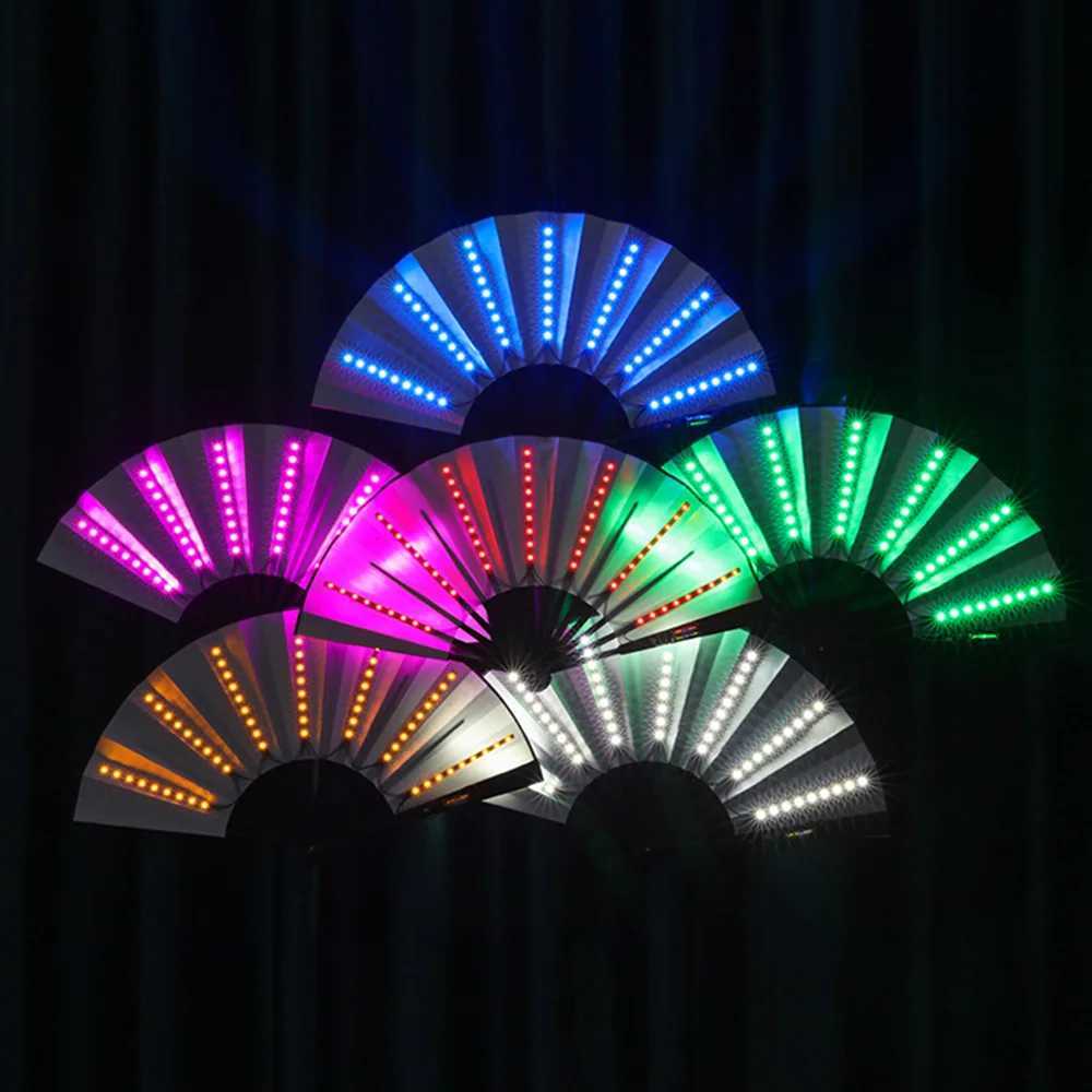 Luminous LED Folding Fan Night Club Dancing Lights Fan Wedding Gifts Glow In The Dark Birthday Halloween Shipping without Battery W250528