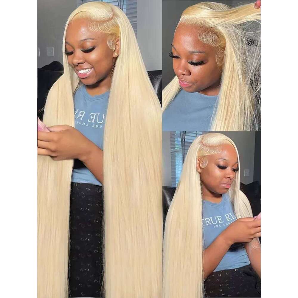 40 50 inches 613 Blonde Straight 13x4 13x6 HD Lace Pre-Plucked Brazilian Frontal Wigs 100% Human Hair Front wig For Women