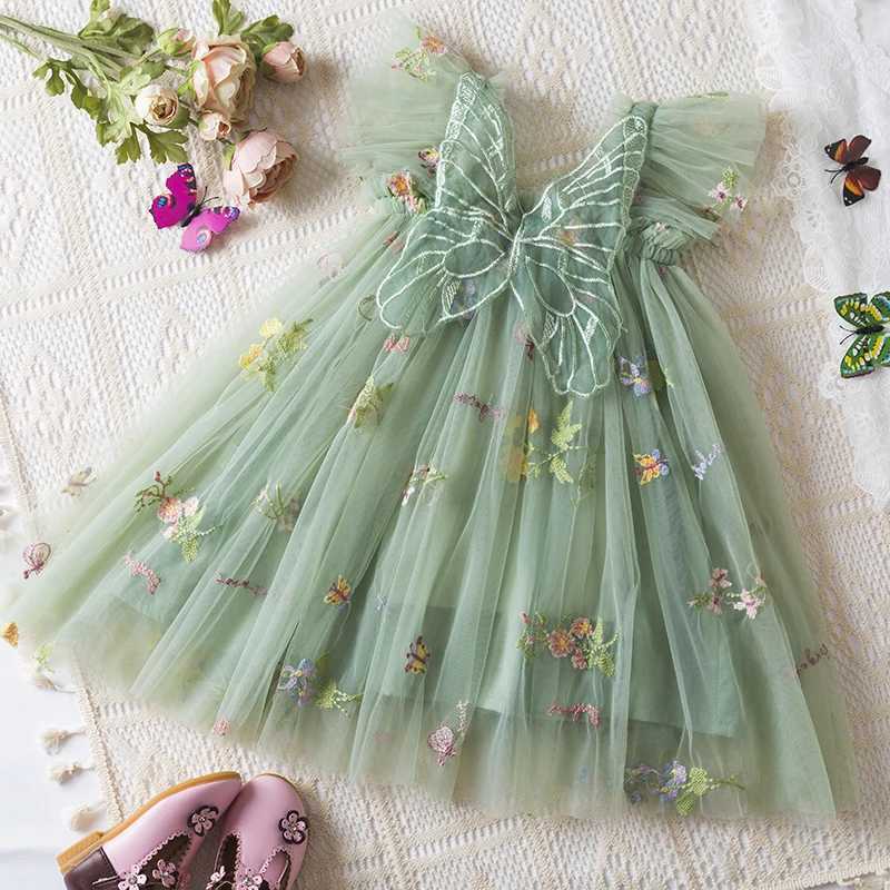 Baby Girls Summer Fashion Dress Holiday Girls Suspender Puffy Mesh Clothes Children Flower Wear Princess Embroidery Tulle Dress X250528