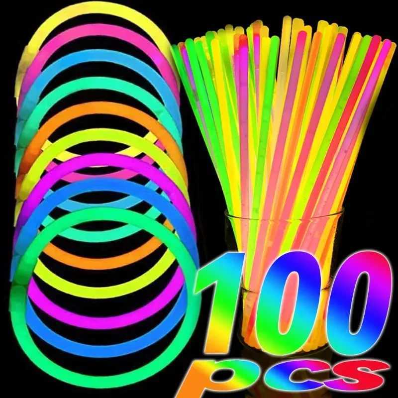 10-100Pcs Fluorescence Sticks Party Multicolor Glowing Stick Bright Colorful Light Bright Bendable Glow Bracelet Party Supplies W250528