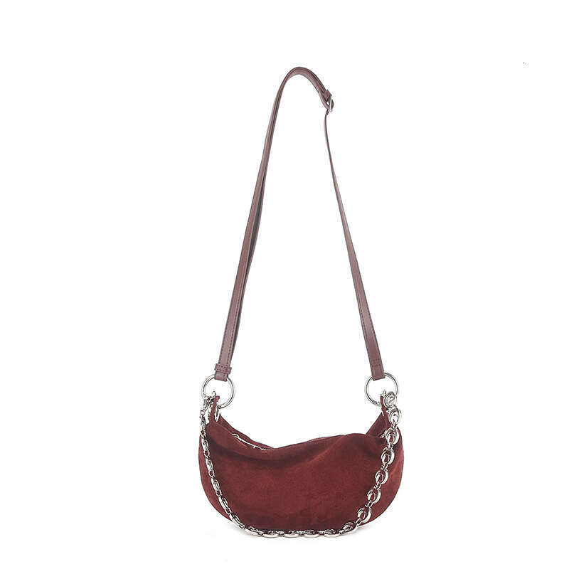 Autumn Winter New High Gloss High-end Exquisite Small Crescent Genuine Leather Matte Shoulder Bag