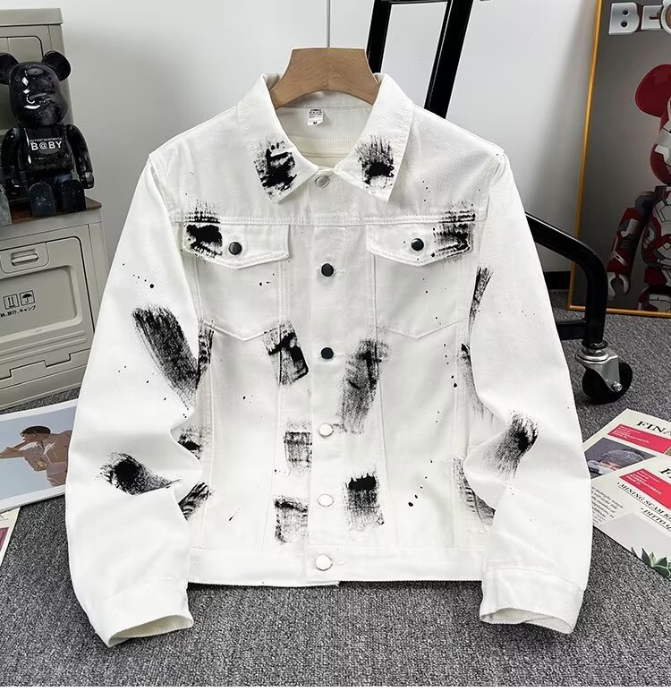 2024 Trendy Mens Vintage Denim Jacket Unisex Street Style Loose Casual Versatile Couples Coat