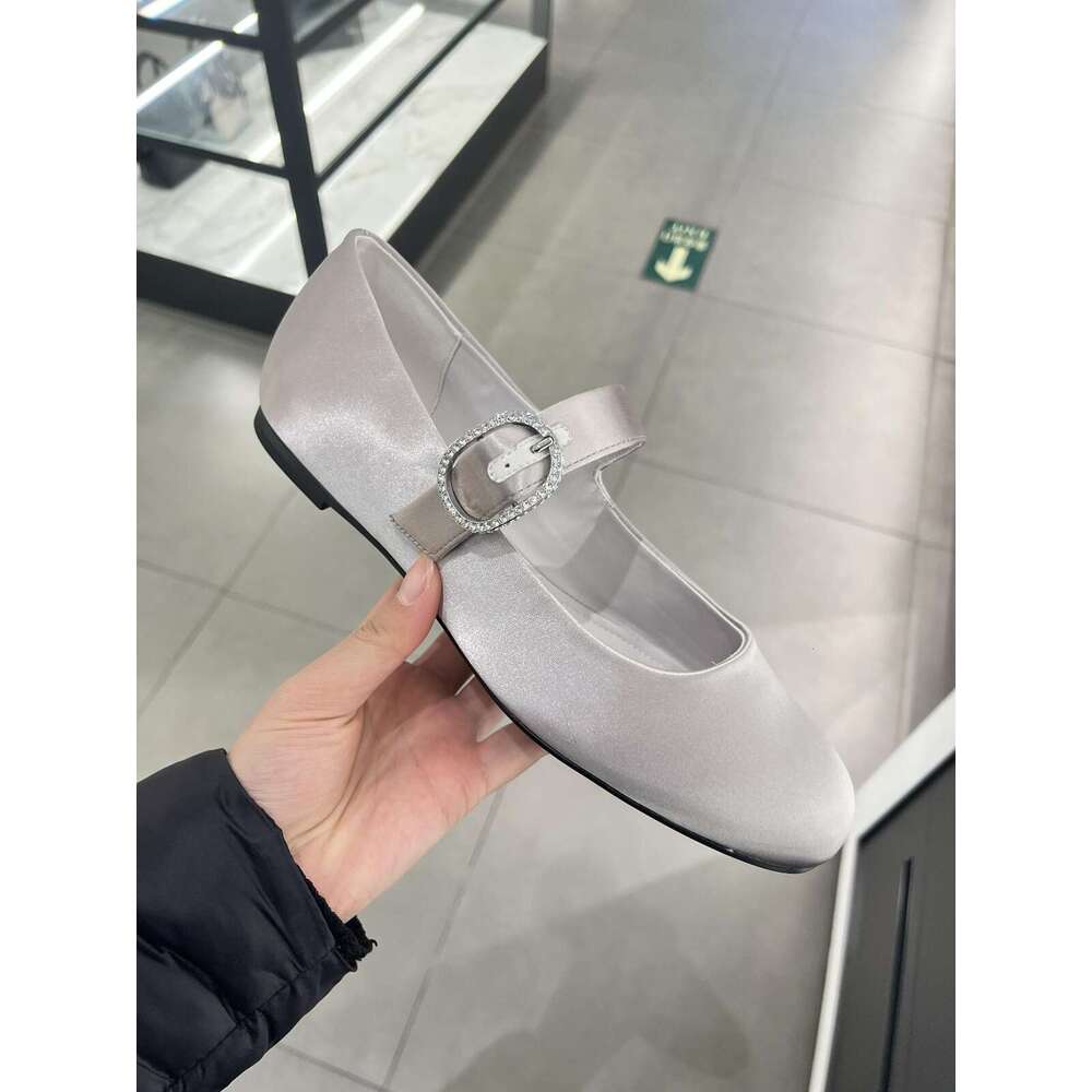 Sheepskin Version ~ 2025 New Rhinestone Genuine Leather Soft Sole Women's Round Toe Flat Ballet Shoes Mary Jane Loafers