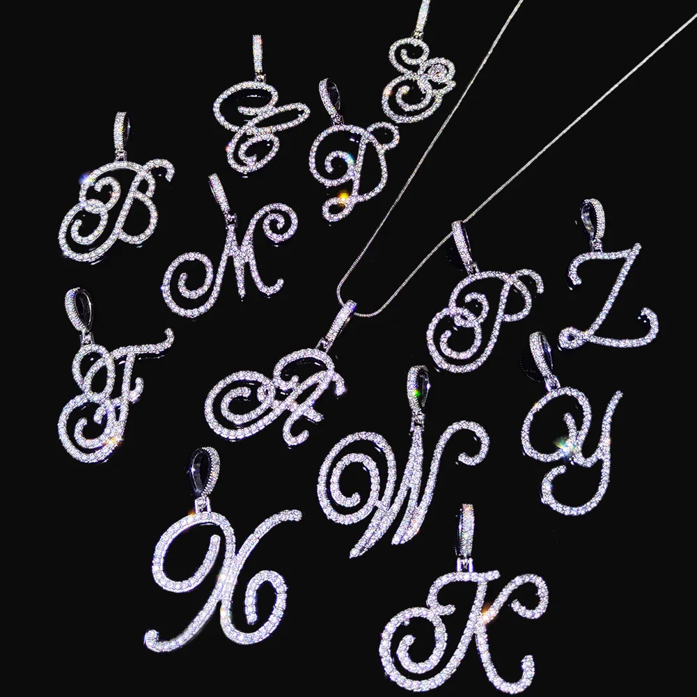 Flatfoosie AZ Cursive Initial Letter Name Pendant Necklace For Women Simple Rope Chain Fashion Jewelry Gift 250519
