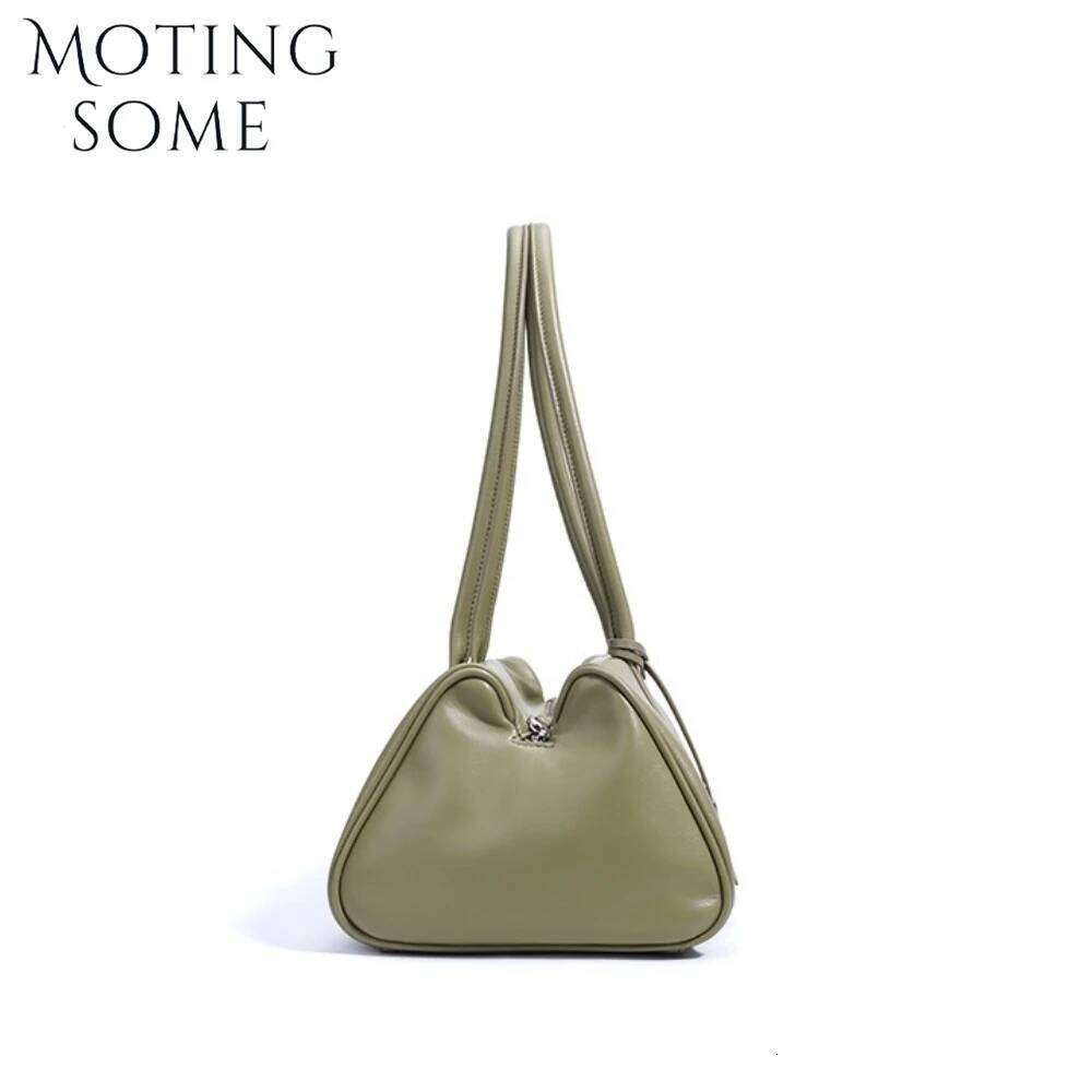 Motingsome Genuine Women 2025 Design French Minimalist Pillow Bag New Leather Fashion Handbag Underarm Tote