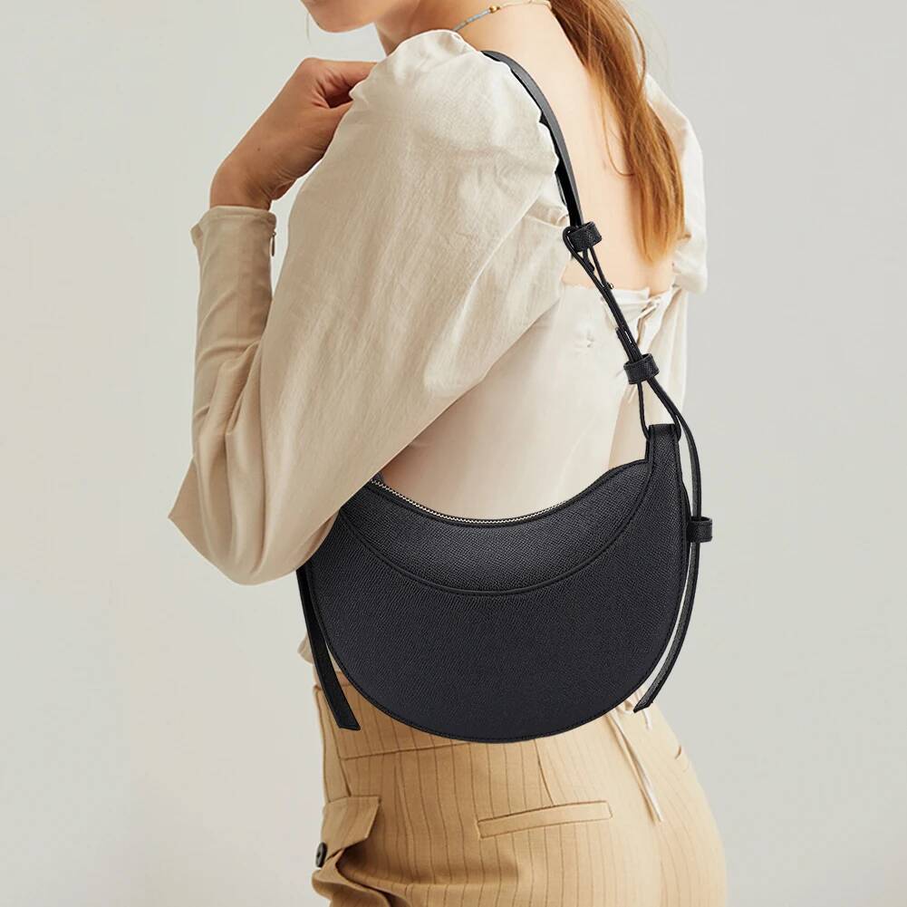 Fashion Armpit Bags for Women Solid Color Half Crescent PU Leather Purses and Handbags Designer Shoulder Small Hand Bag