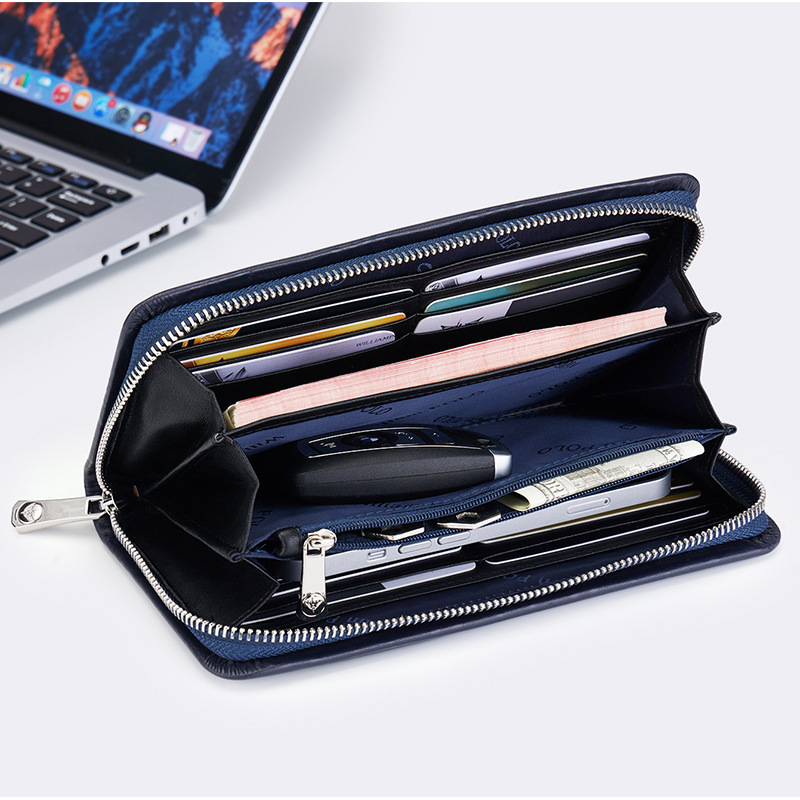 Free Shipping Designer Leather Bag Men's High-end Long Style Business Wallet Multi Slot Fashionable Casual Handbag Card Bag ID Bag