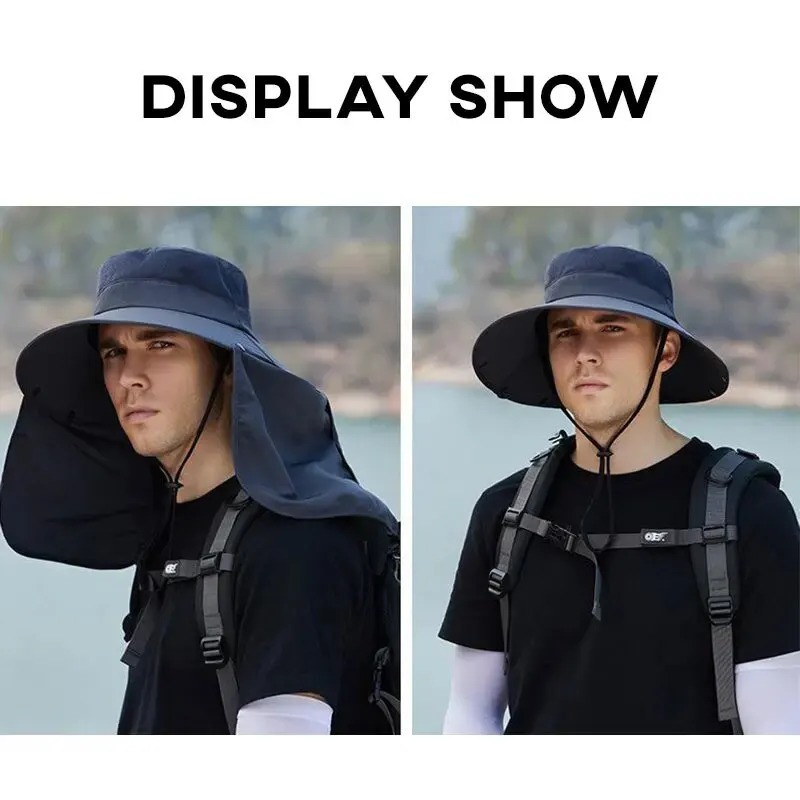 Adjustable Outdoor Cap With Neck Guard Sunscreen UV Protection Breathable Foldable Men Women Fishing Camping Hiking Casual Hats 250523
