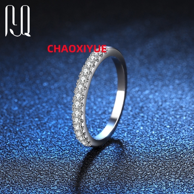 PYQ 0.22ct 925 Sterling Silver Eternity Ring Wedding Band Beautiful Luxury Moissanite Rings for Women