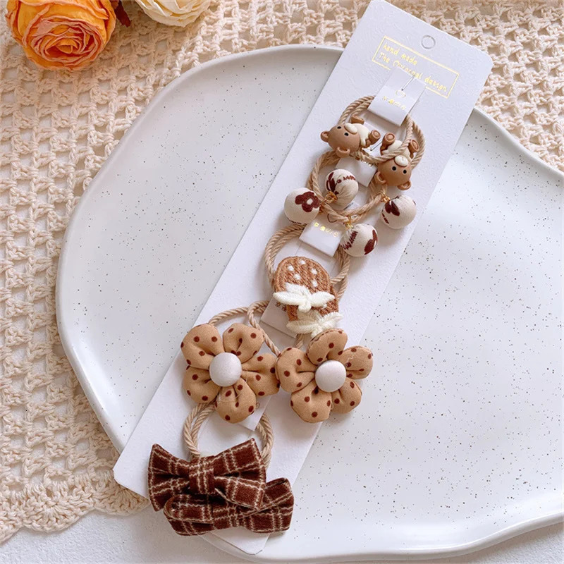Cute Cartoon Flower Bow Children Small Scrunchie Baby Girl Kid Elastic Hair Rubber Band Accessories Tie Hair Ring Rope Headdress 250528