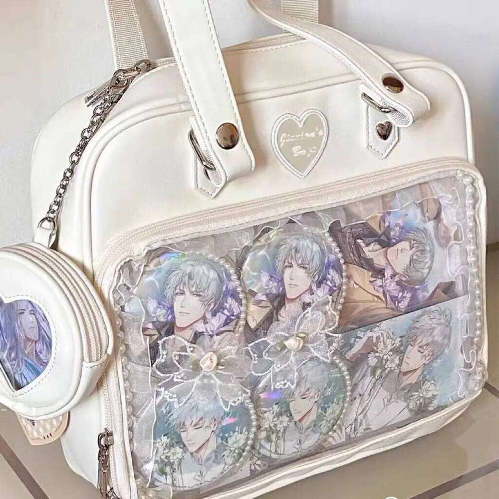 JIAERDI Lolita Heart White Handbag Women New Japanese Style Kawaii Pu Leather Ita Bags Female Haruku Sweet Tote Bolso Mujer