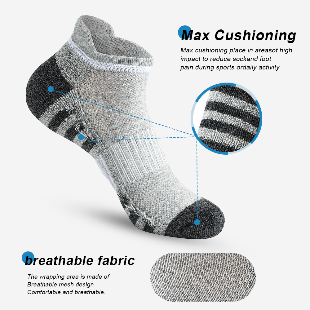 Running Men's Short Tube Professional Sports Thickened Towel Bottom Shock Absorption Non-Slip Mesh Breathable Cotton Socks