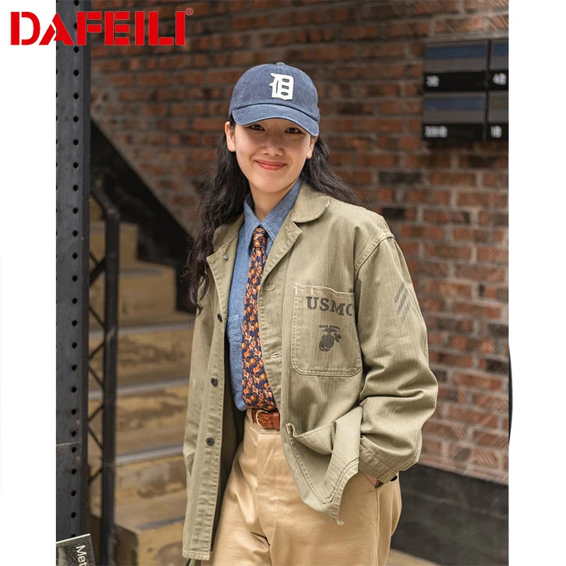 P41 hbt jacket ww2 usmc utility Field Military Vintage Shirt Blouse Herringbone Uniform Combat Olive coat retro Outwear for men 250520