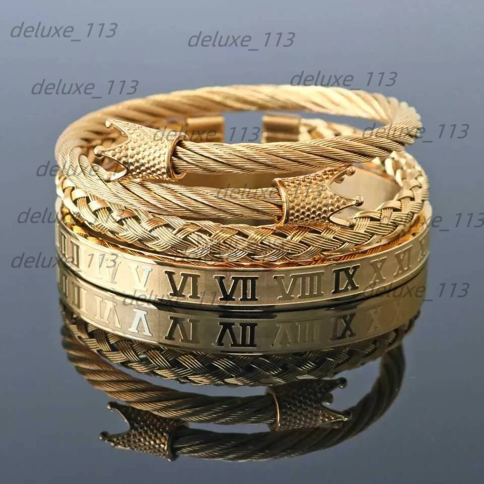 Bangle Top Quality Royal Crown Bracelets Bangles Fashion Stainless Steel Men Jewelry Do Not Fade Jewellery Sets Best Gift 240411