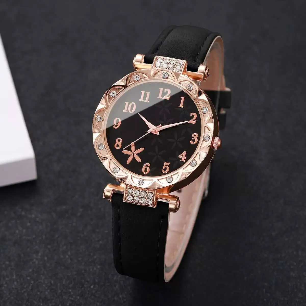 Fashion Women Flower Dial Quartz Watch Leather Strap Quartz Wristwatches For Ladies Clock Reloj MujerWithout Box XJ250527