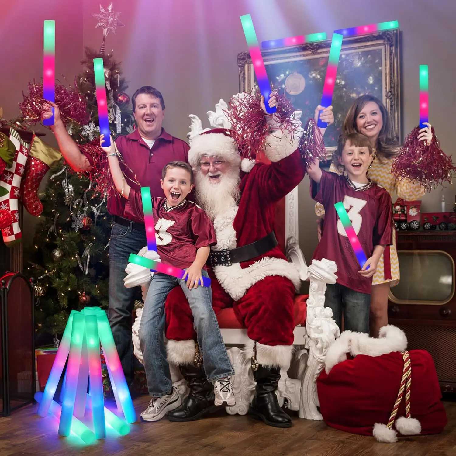 115 Pack LED Foam Glow Sticks Bulk Glow Sticks with 3 Colorful Flashing Modes Glow in the Dark Party Supplies for Wedding W250528