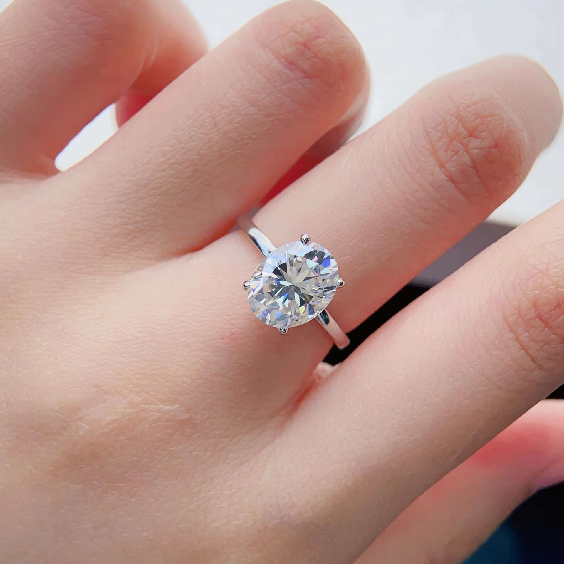 PYQ Luxury 925 Sterling Silver Wedding Ring D Color 1ct-3ct Oval Cut Moissanite Diamond for Women