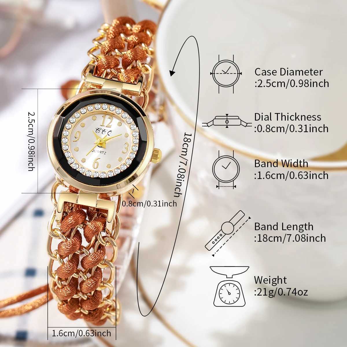 Womens Watch Fashion Braided Rope Bracelet Quartz Watches XJ250527