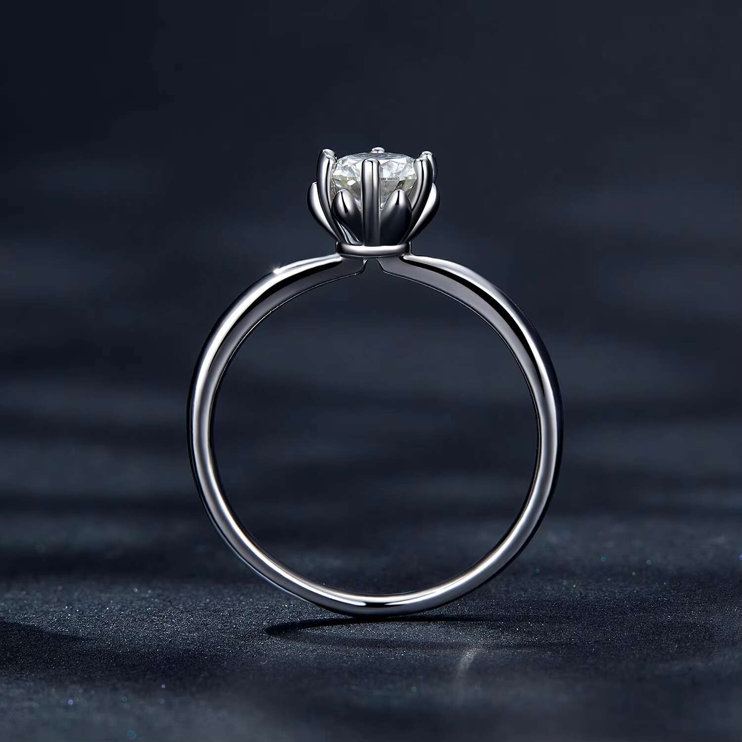 925 Sterling Silver Moissanite Jewelry Rings 0.8ct 6mm Round Brilliant Cut Diamond Engagement Ring for Women