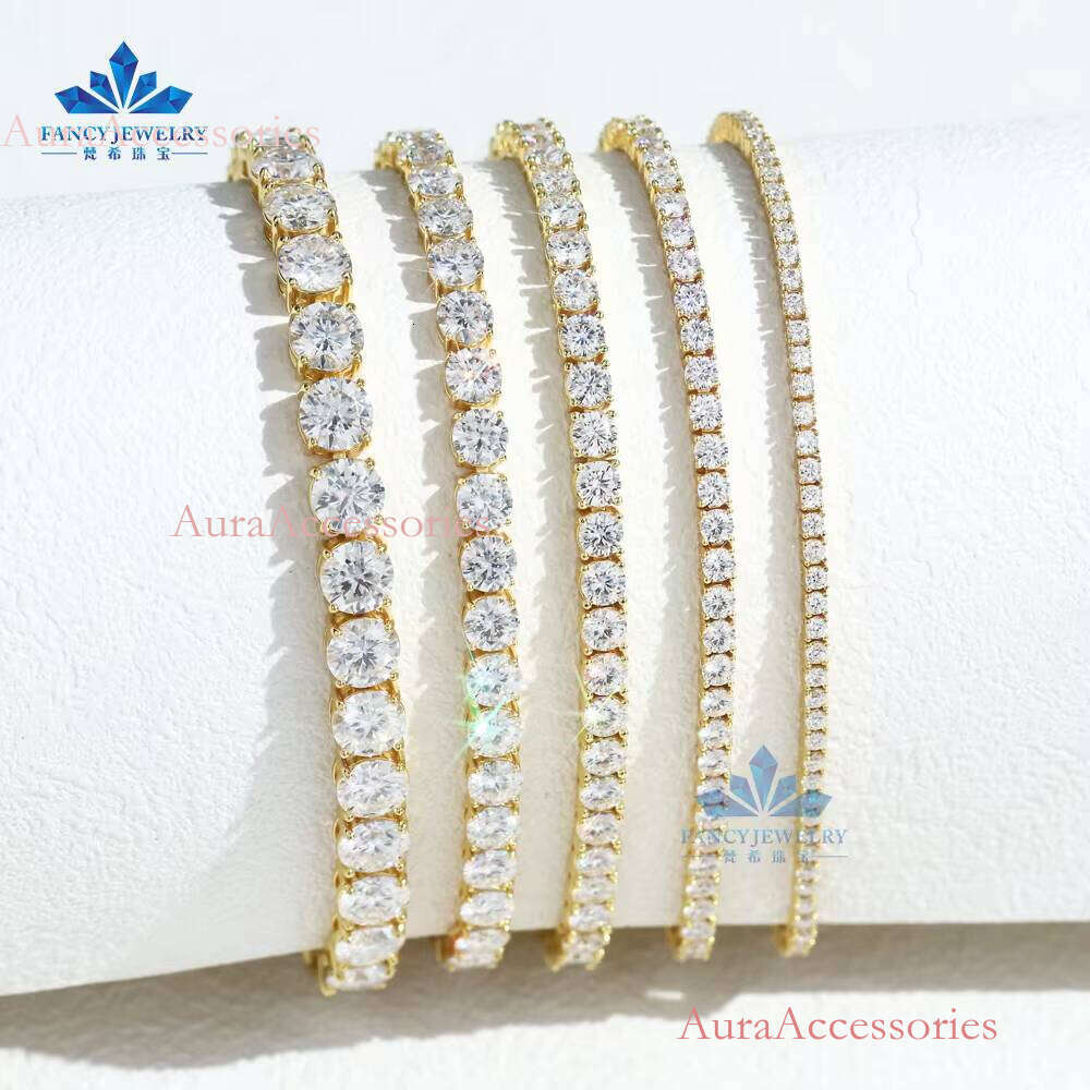 FANCY Sterling Sier Tennis VVS D Moissanite Gold Plated Dia Fine Jewelry Men/Women Bracelet Stylish Iced Gift
