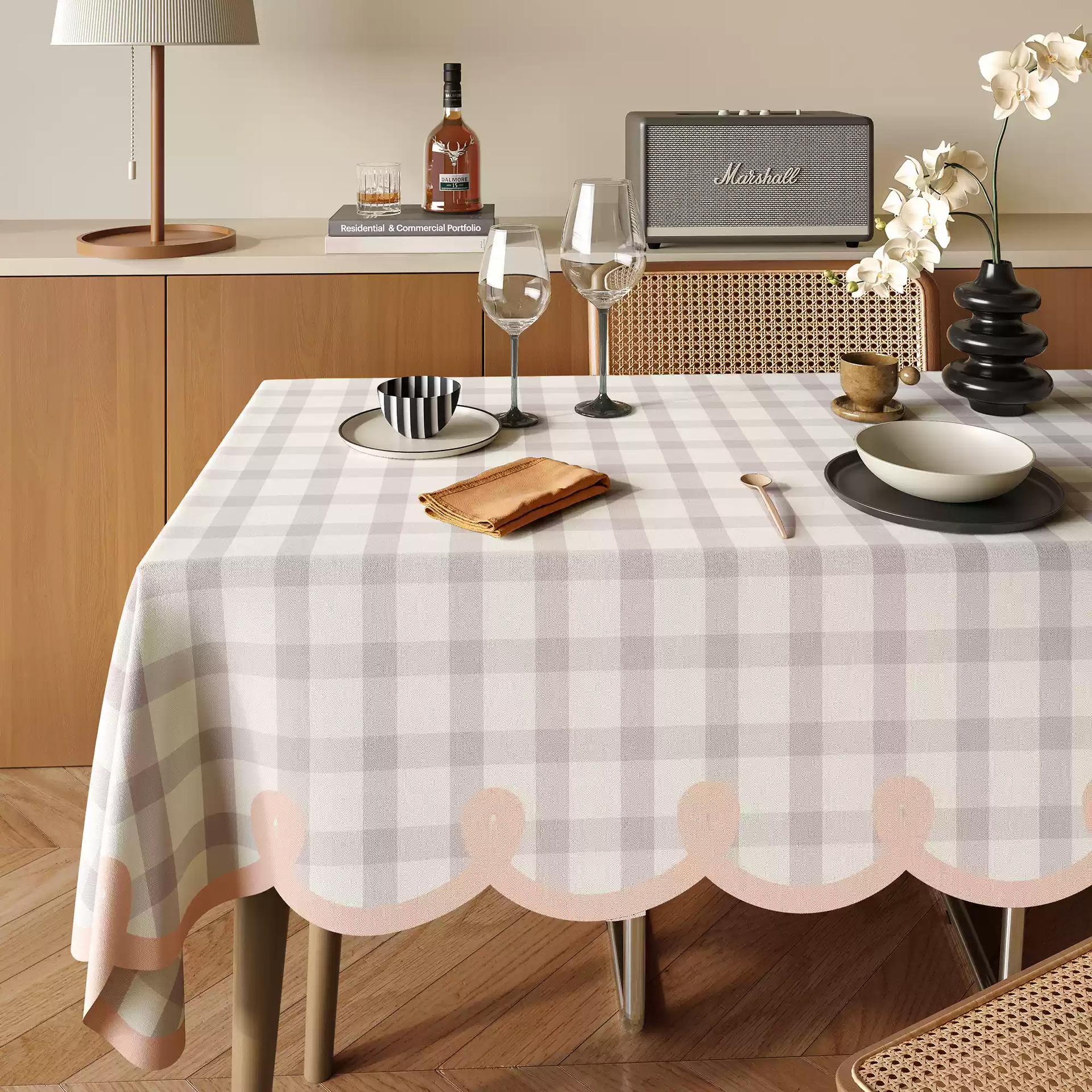 A642 cream style table cloth wash-free oil-proof waterproof anti-scalding coffee table cloth 2025 new cotton and linen heat-insulating table mat