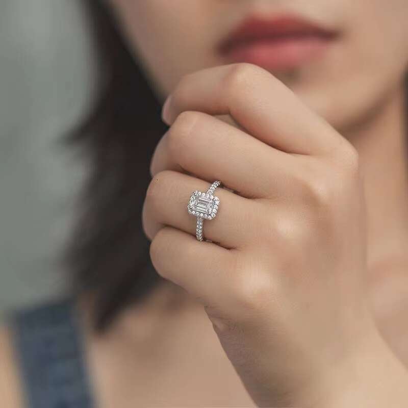 Ladies Engagement Wedding Ring Set Custom Women Diamond Jewelry Moissanite Ring New 925 Silver 18K Gold CLASSIC Baguette 1 Pcs