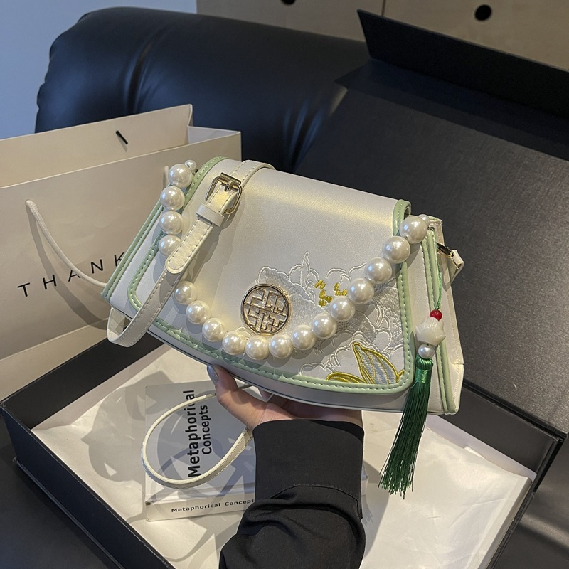 Women's Embroidered Handbag Free Shipping Designer Bag Vintage Water Reflecting Lotus Chinese Style Hanfu Qipao Shoulder Bag Beaded Handbag Cross
