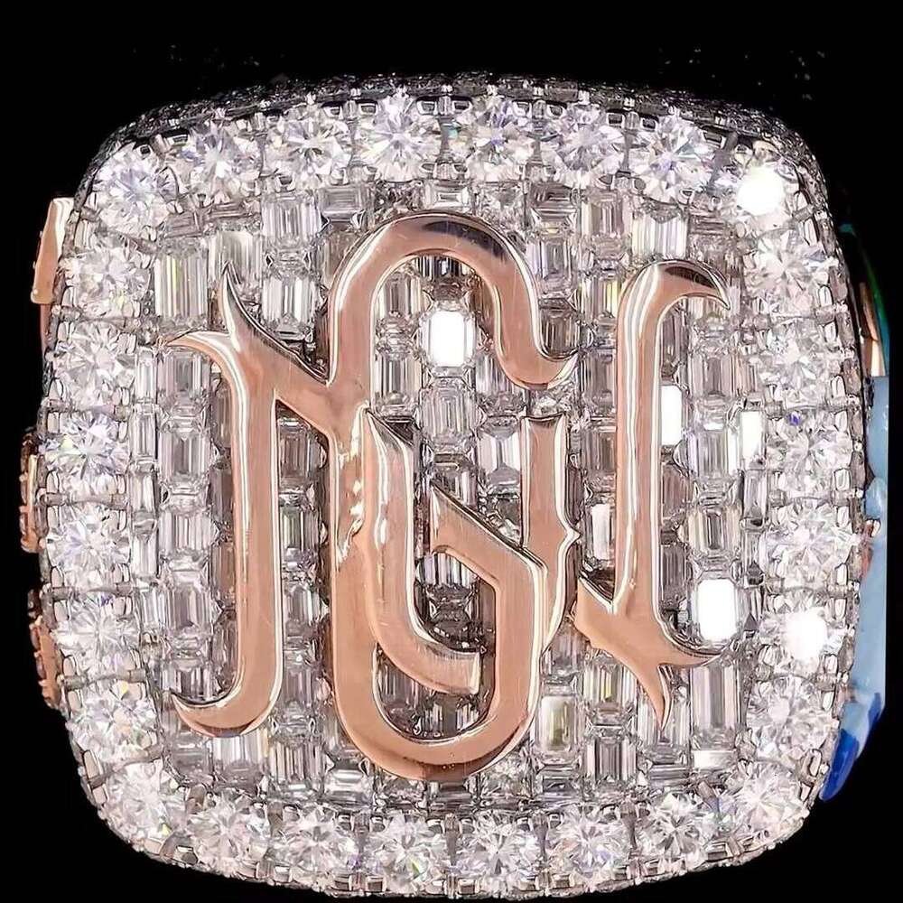 Made Rose Gold Two Moissanite Dia Championship Ring With Custom