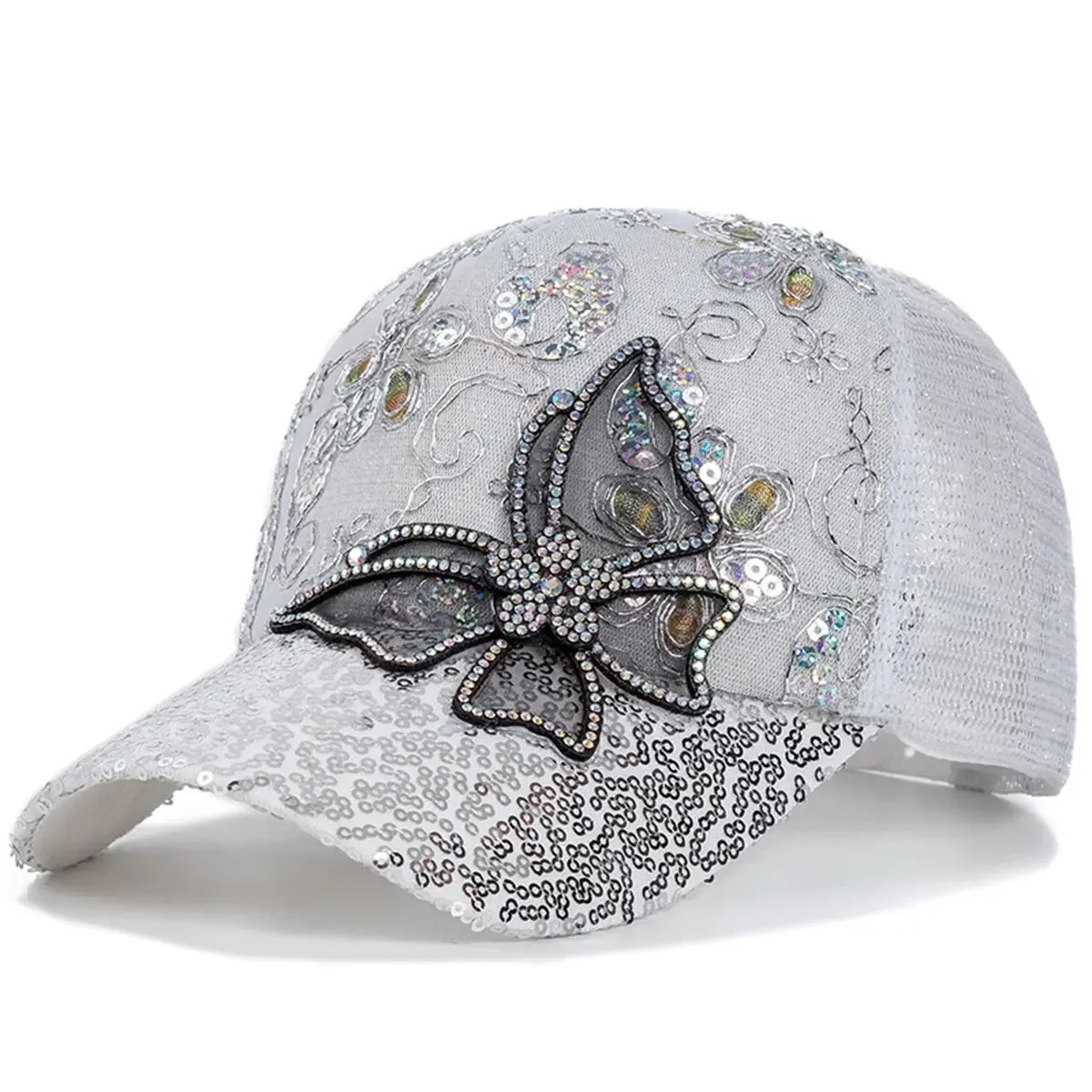 Unisex Butterfly lace glitter Baseball Net Caps Spring and Summer Outdoor Adjustable Casual Hats Sunscreen Hat 250522