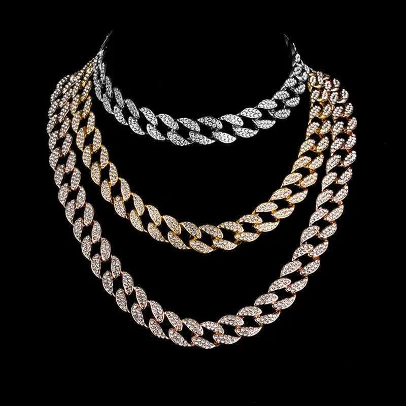 Accessories for men, hip-hop Cuban necklace, full dia trendy sweater 12MM large gold chain, no fading