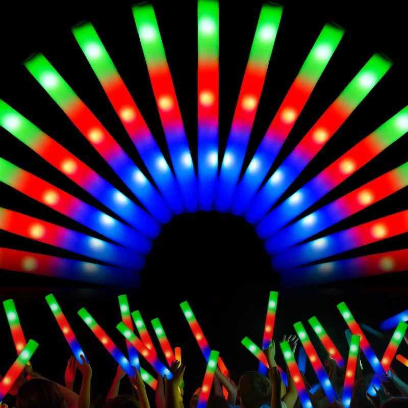 100 PCS Foam Glow Sticks Party Favors Bulk LED Foam Light Up Sticks with 3 Modes Color Flashing Glow Party Supplies for Women W250528
