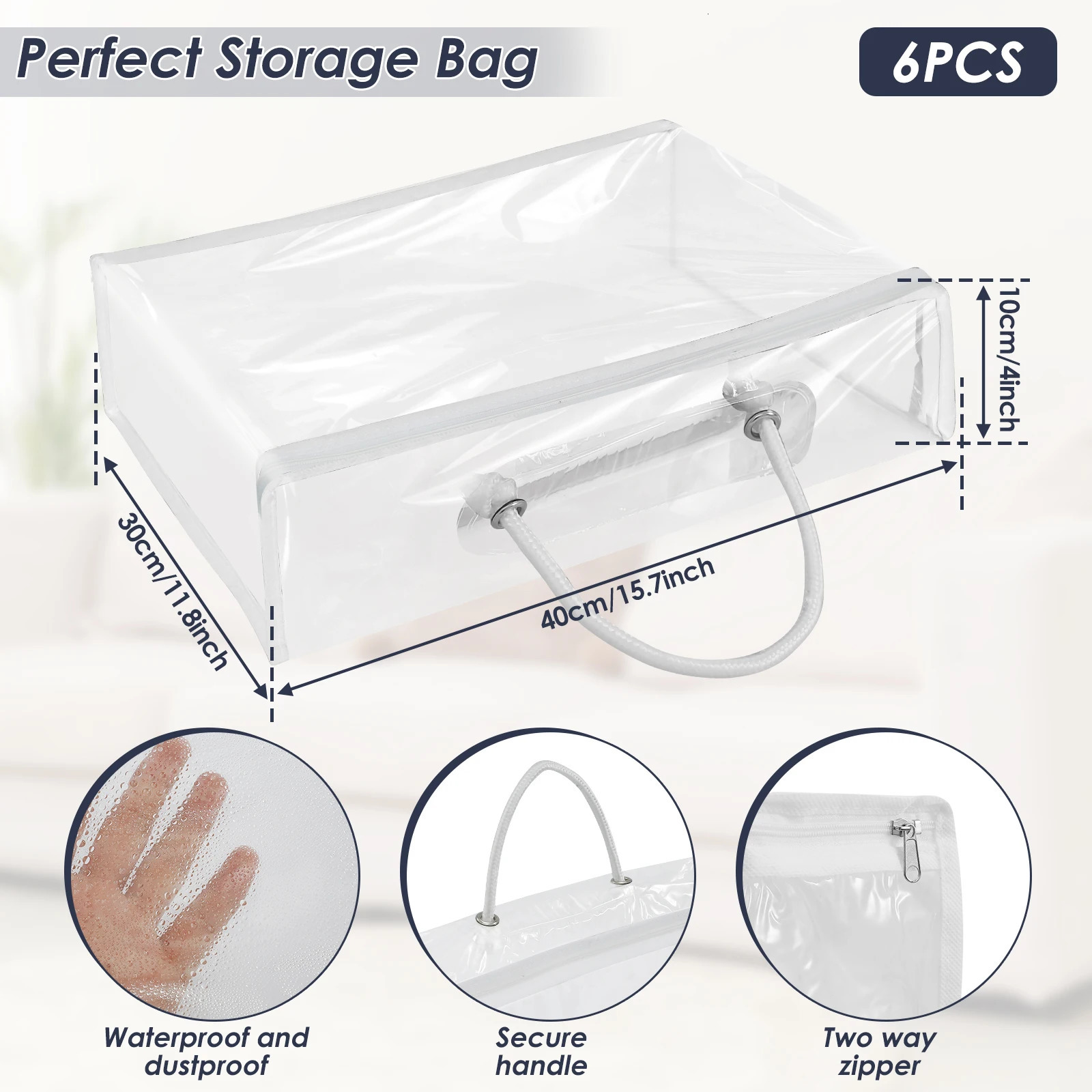 Clear Storage Bags PVC Dustproof Bed Sheet Organizing Bags with Zipper Waterproof Large Transparent Bag for Blankets Bed Sheets 250526