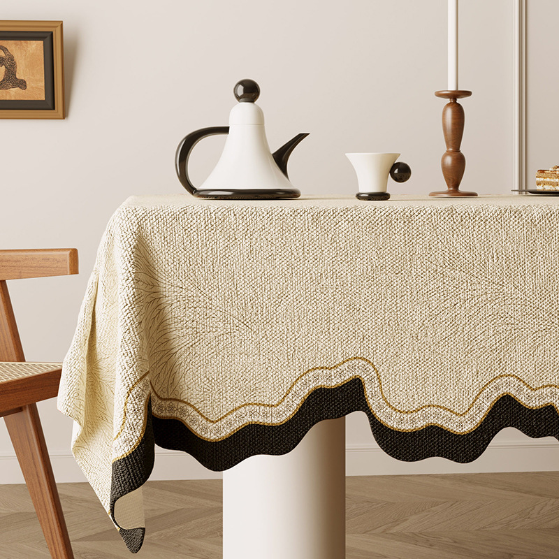 B359 American retro romantic oil painting style tablecloth linen fabric waterproof coffee table cloth pastoral style high-grade jacquard cover cloth