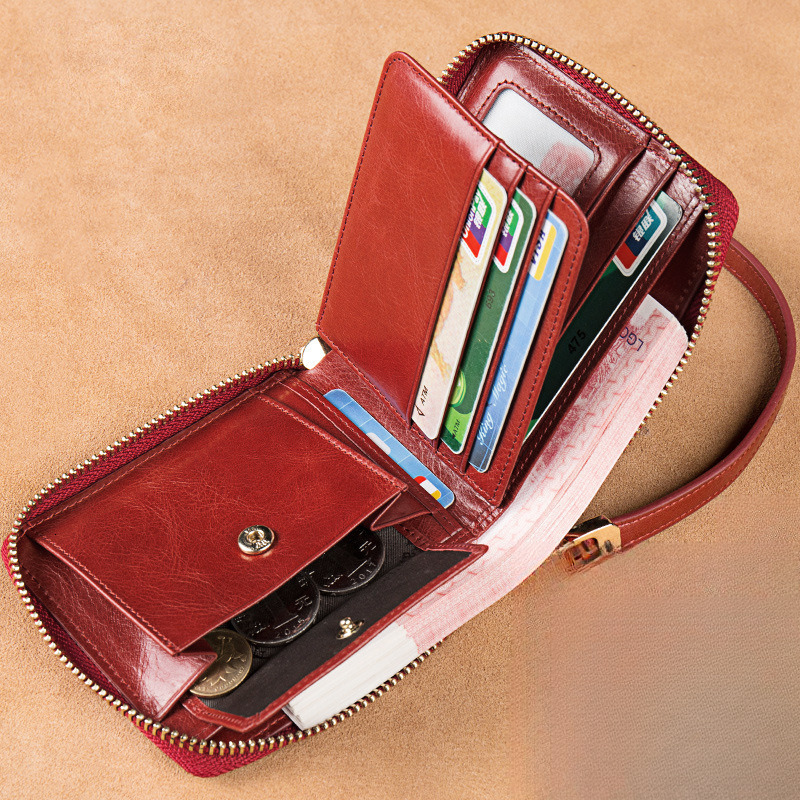 Free Shipping Designer Leather Wallet Popular Online Women's Short Coin Purse Fashionable Small Card Bag Exquisite Retro Leather Wallet ID Bag