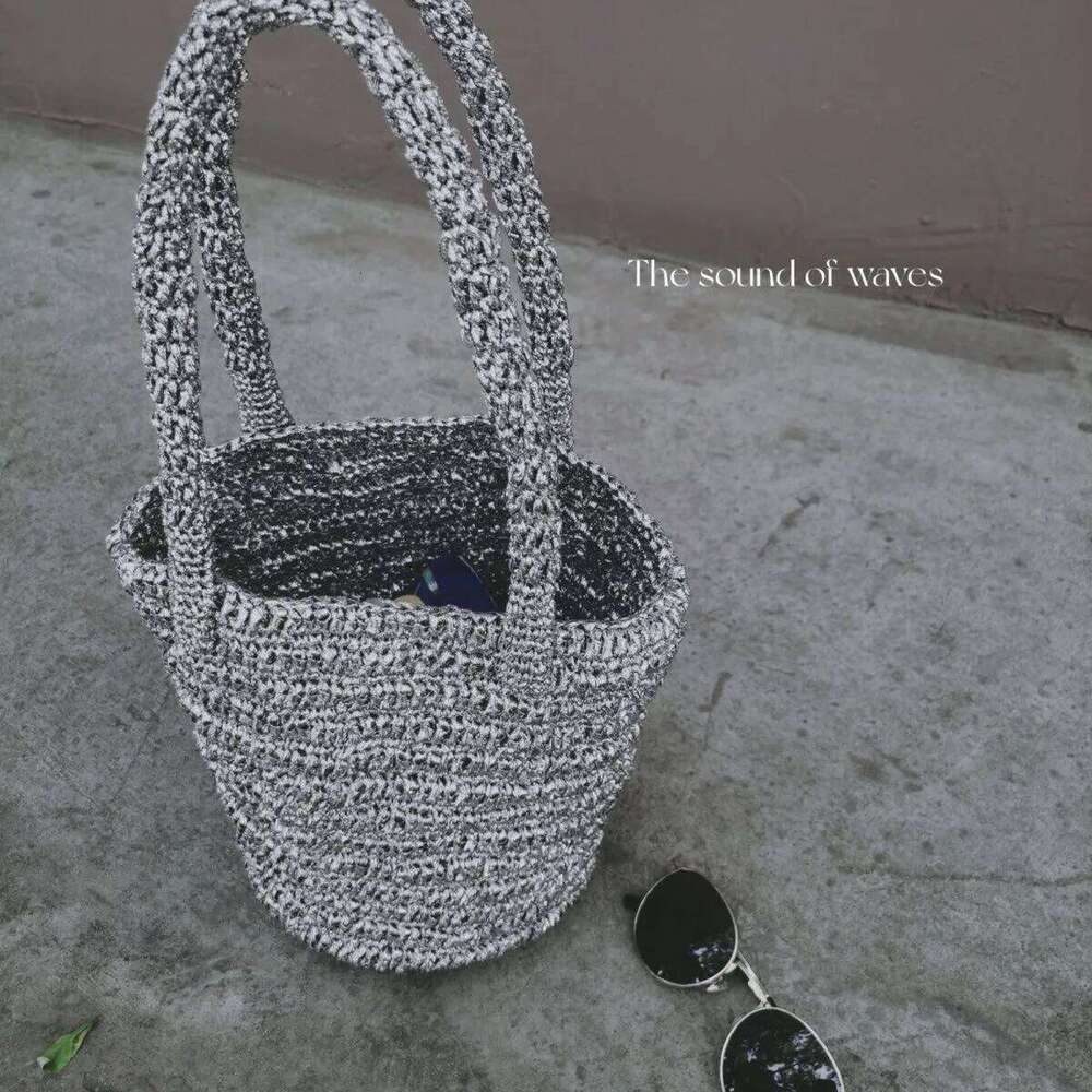 Handmade Crochet Bucket Bags Chic Ladies Sier Tote Handbag Shoulder Fashion Women Summer Beach Bag