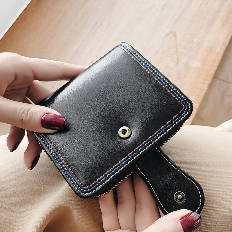 Free Shipping Designer Wallet Trendy Brand Leather Short Card Bag Folding Mini Coin Bag Lightweight Luxury ID Bag