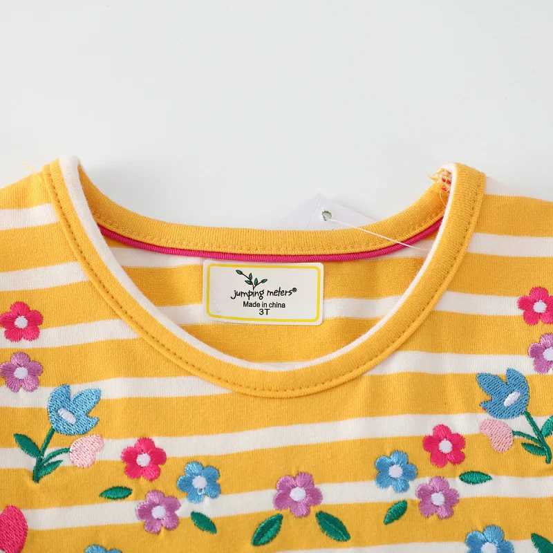 Jumping Meters Top Selling New Bunny Embroidery Childrens Dresses Striped Hot Kids Clothes Toddler Girls Party Dresses Frocks X250528