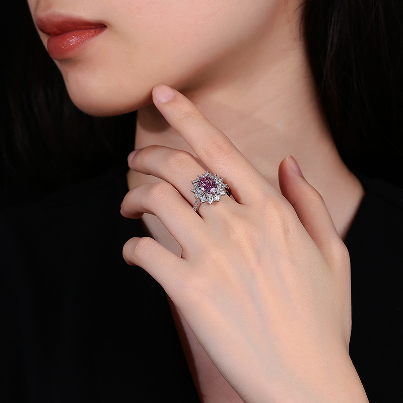 Sophisticated Bridal Ring: Luxury Sterling Silver Piece Set With Eye-Catching Oval Gem