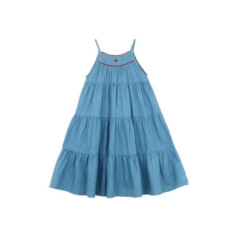 Fashion Children Girl Dress Summer Blue Sleeveless Casual Dress Beach Party Dress for Kids X250528