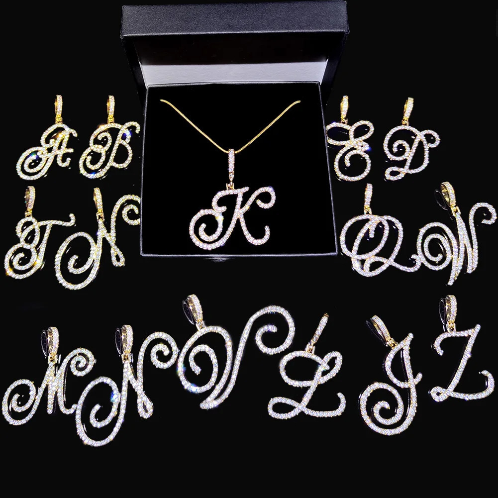 Flatfoosie AZ Cursive Initial Letter Name Pendant Necklace For Women Simple Rope Chain Fashion Jewelry Gift 250519