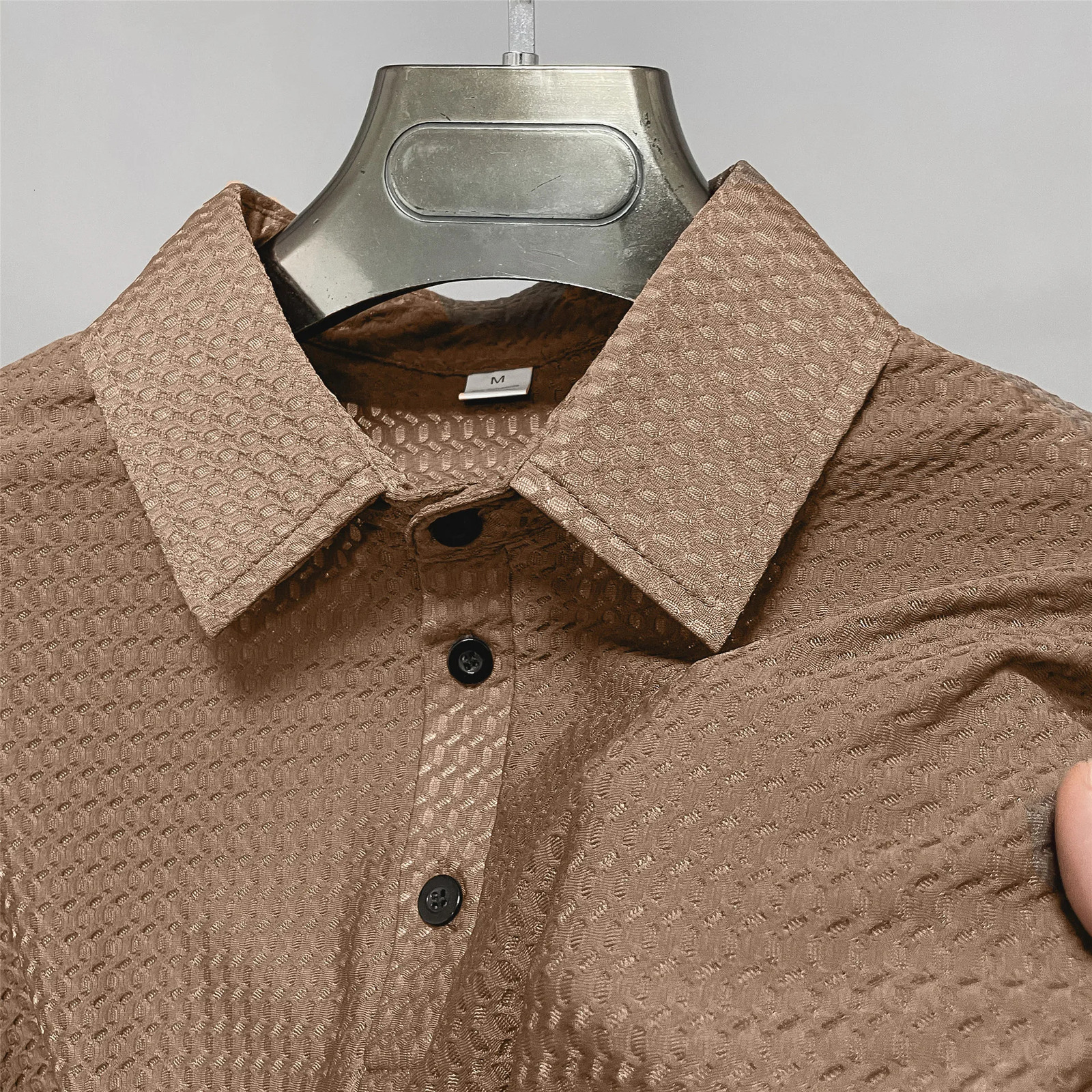 Summer T-shirt net ice silk breathable Short sleeve mens shirt collar solid Polo shirt Half sleeve mens clothing 250526