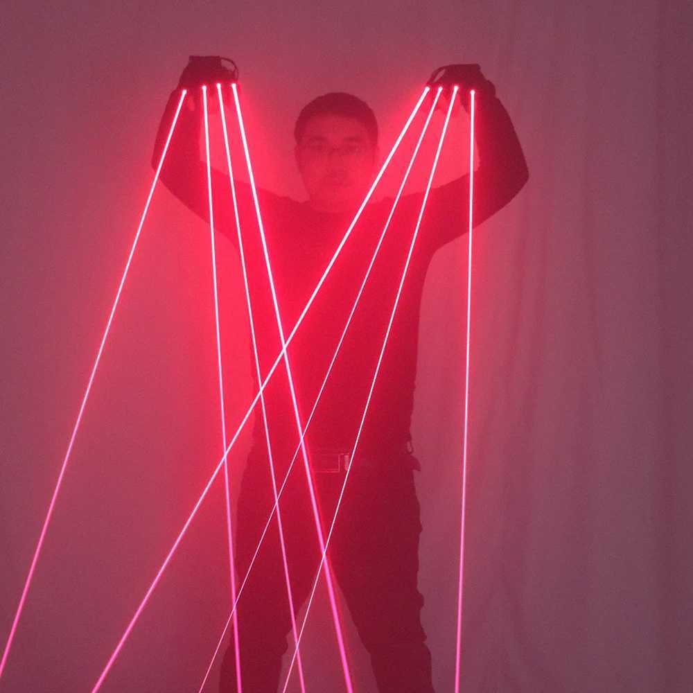 Single point Big Beam Laser Red Laser Gloves Coarse Beam Laser Cannon Light Dress Up LED Robot Suit Palm Light For DJ Club W250528