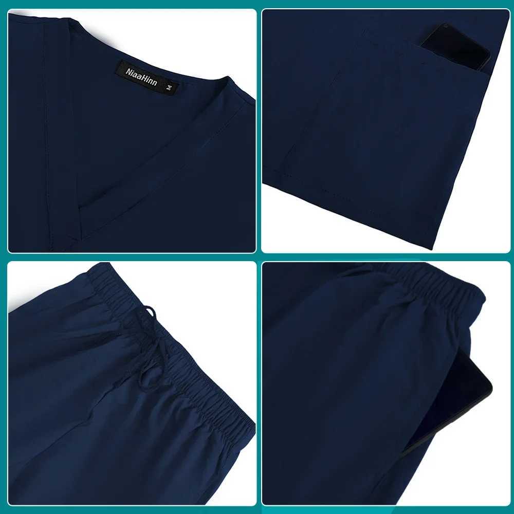Aesthetic Uniforms Woman Beauty Manicurist Work Wear Hot Sales Scrubs Top Blouse Nursing Pants High-quty Scrub Suit X250528