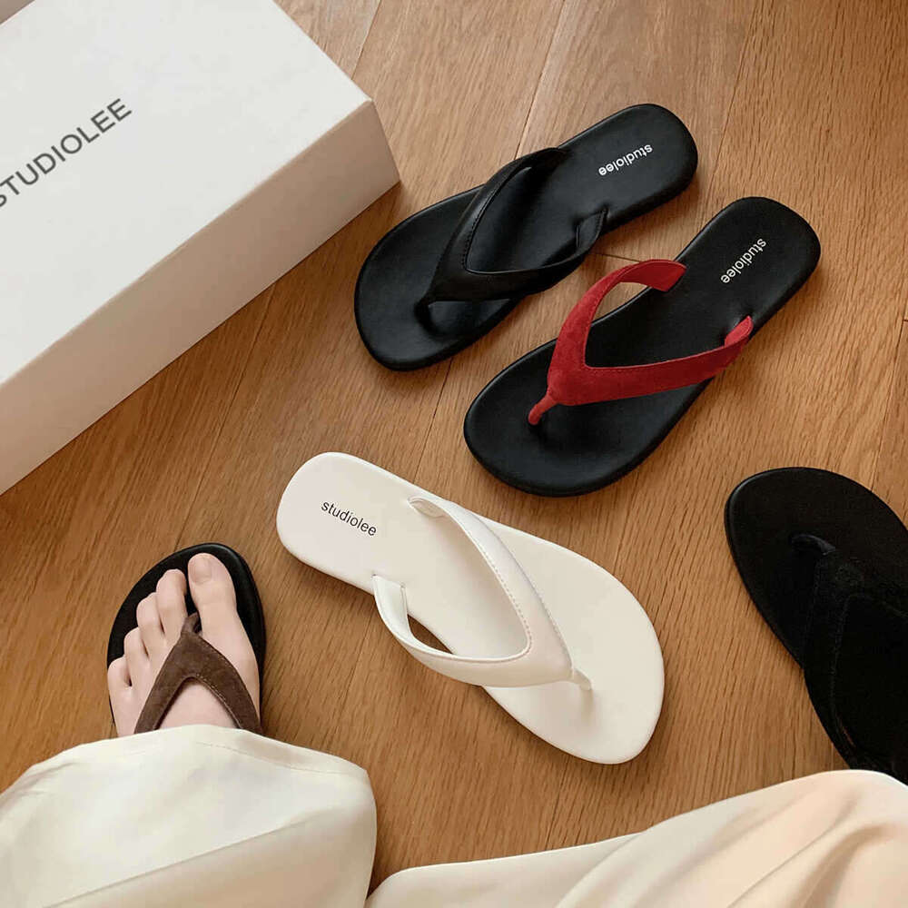 Grape Mom Studiolee Minimalist Toe-Post Beach Vacation Fashionable Color-Block Versatile Flip-Flops for Women Outdoor Summer