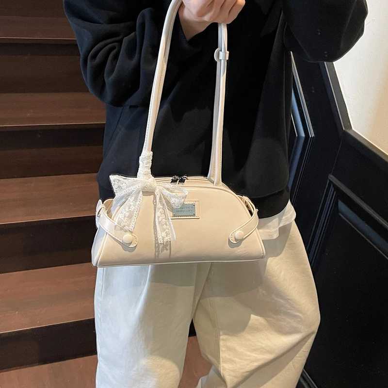 Women Small Underarm Bag PU Leather Bow Leisure Armpit Handbag Solid Color Travel Underarm Handbag Female Dating Bag Y250528