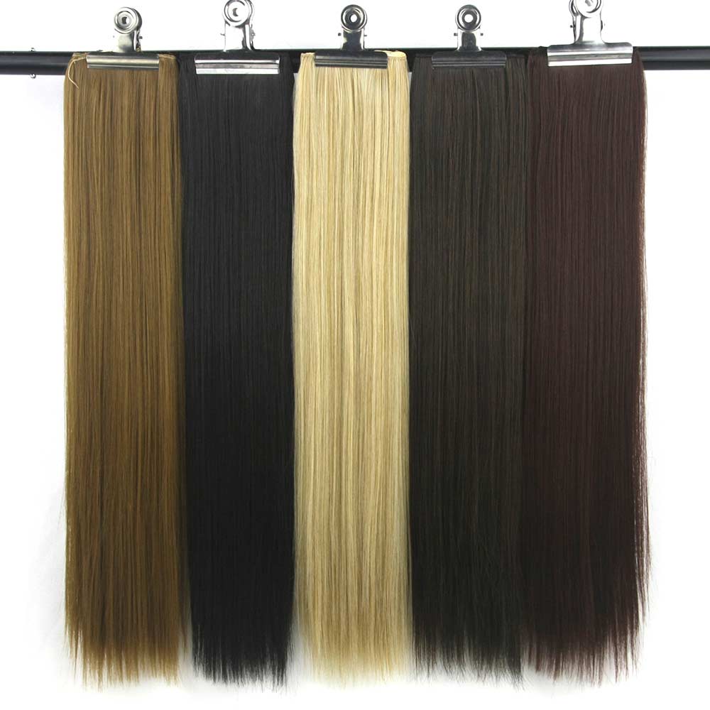 LeeWin Single Color 20" 5 Clips/pc 3/4 Full Head Curly Wave Clip on Synthetic Hair Extensions Hair Pieces for Women