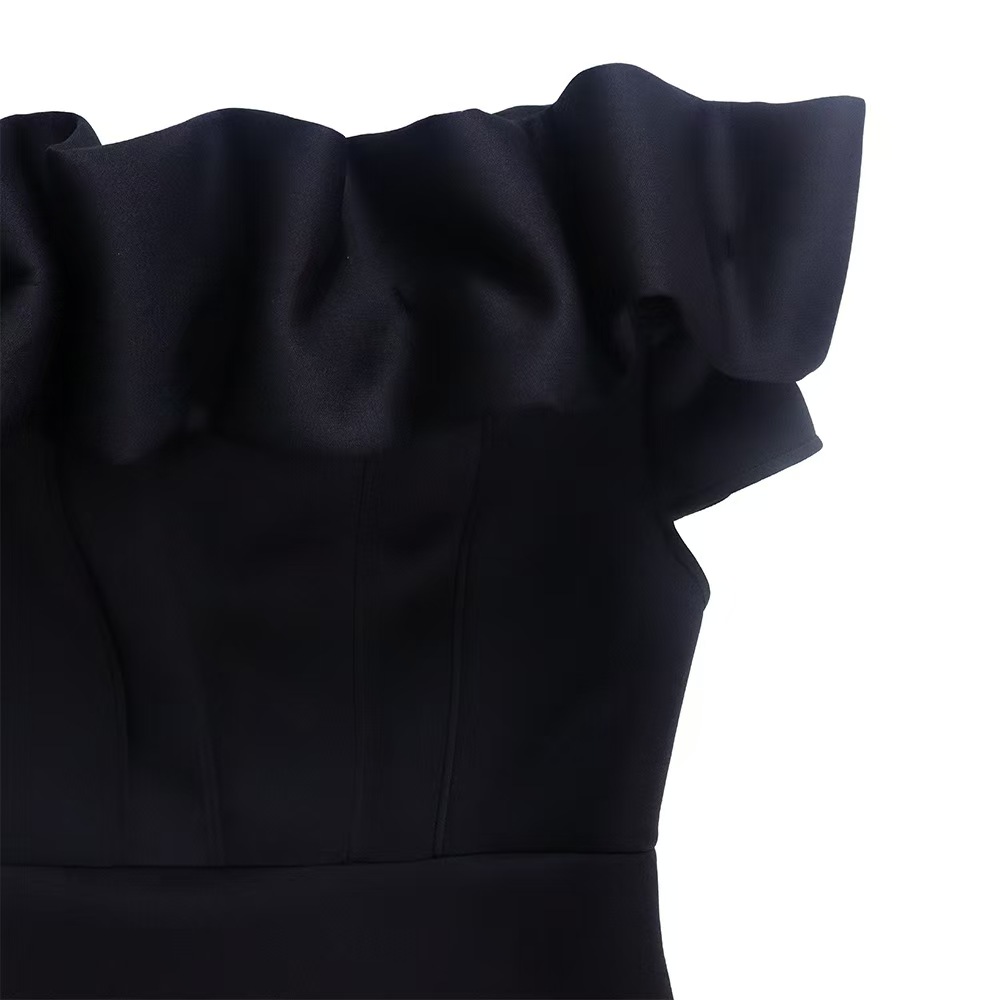 Plus size evening dresses 2025 new solid color long dresses fishtail dresses with ruffle trim slim fit skirts Designer Luxury Dresses