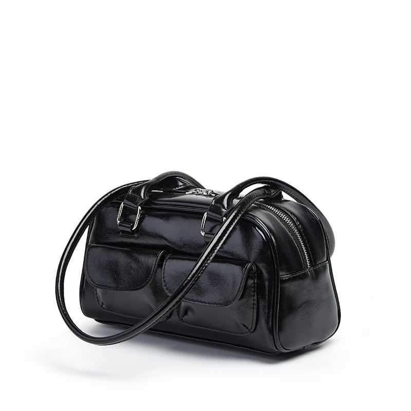 new womens bag bowling bag 2024 new niche Joker Boston bag underarm shoulder bag Y250528
