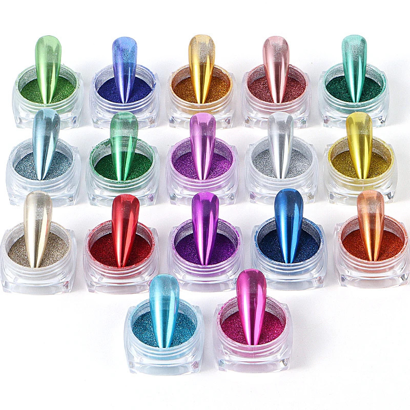17 Colors Metallic Chrome Nail Powder Set Y2K Christmas Styles Magic Mirror Decor Rubbing Glitter Pigment Flakes Mirror Powder 250523