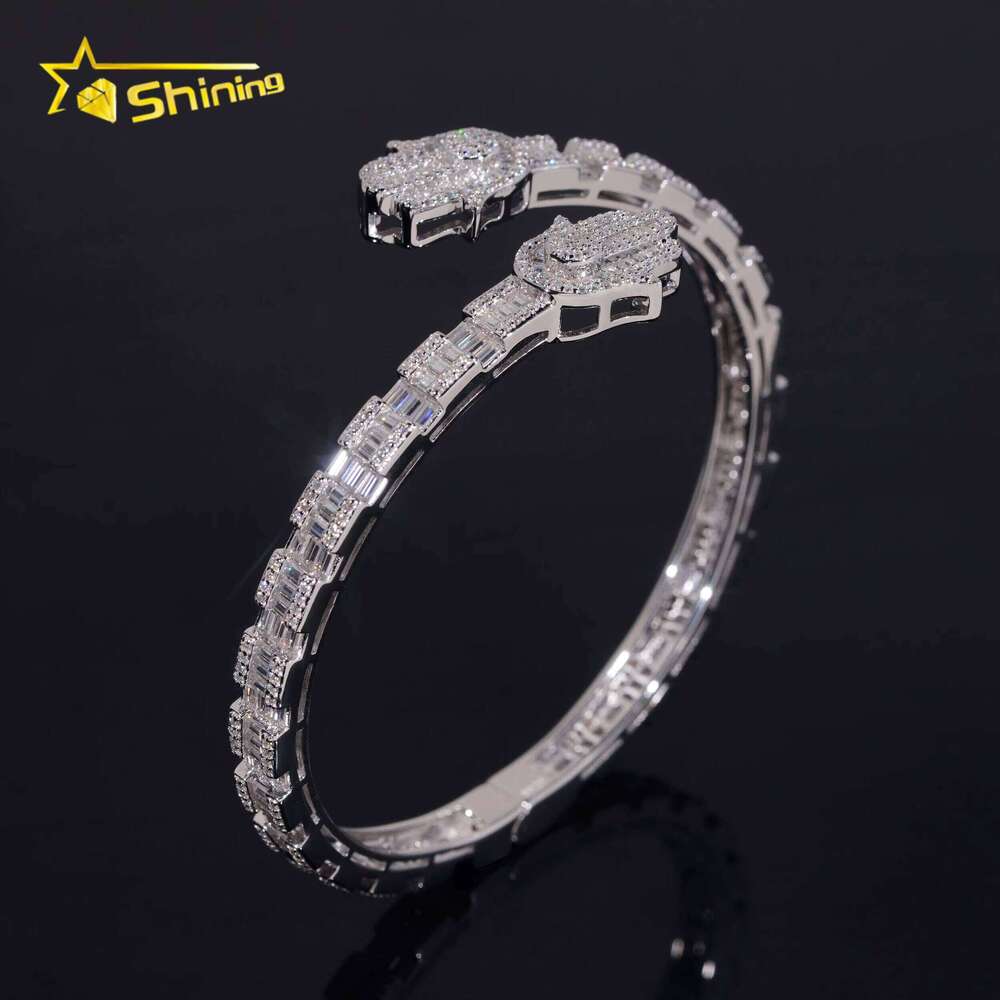 Pass Tester New Hamsa Design Fine Jewelry White Gold Plated Moissanite Dia Cuban Link Bracelet